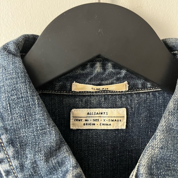 All-Saints Duncan LS Shirt Western Denim Button-Up Shirt Slim Fit XS - Picture 4 of 10